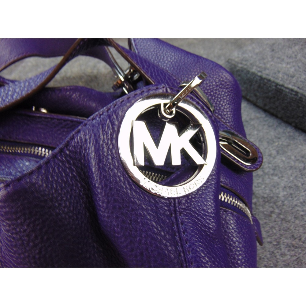 Michael Kors Fulton Large Hobo Purple Pebbled Leather Bag Purse 30H3SFTE3L - Picture 6 of 16